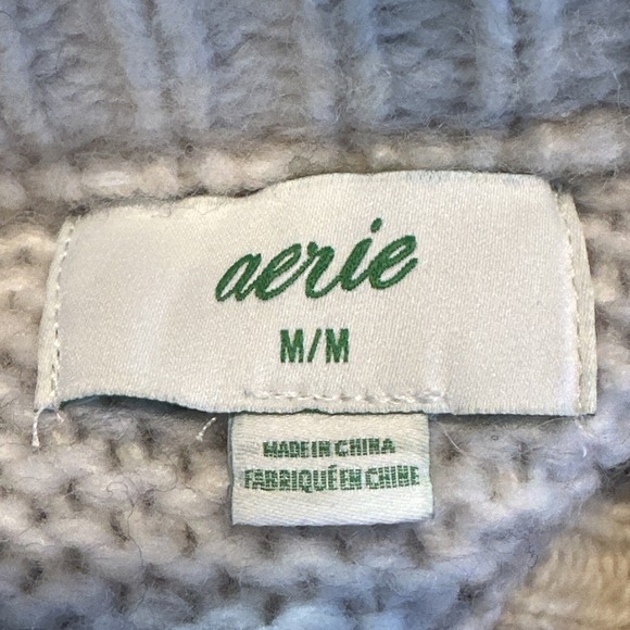 Aerie Women's Medium Fair Isle Nordic Sweater Blue Ivory Wool Blend Chunky Knit - Picture 9 of 14